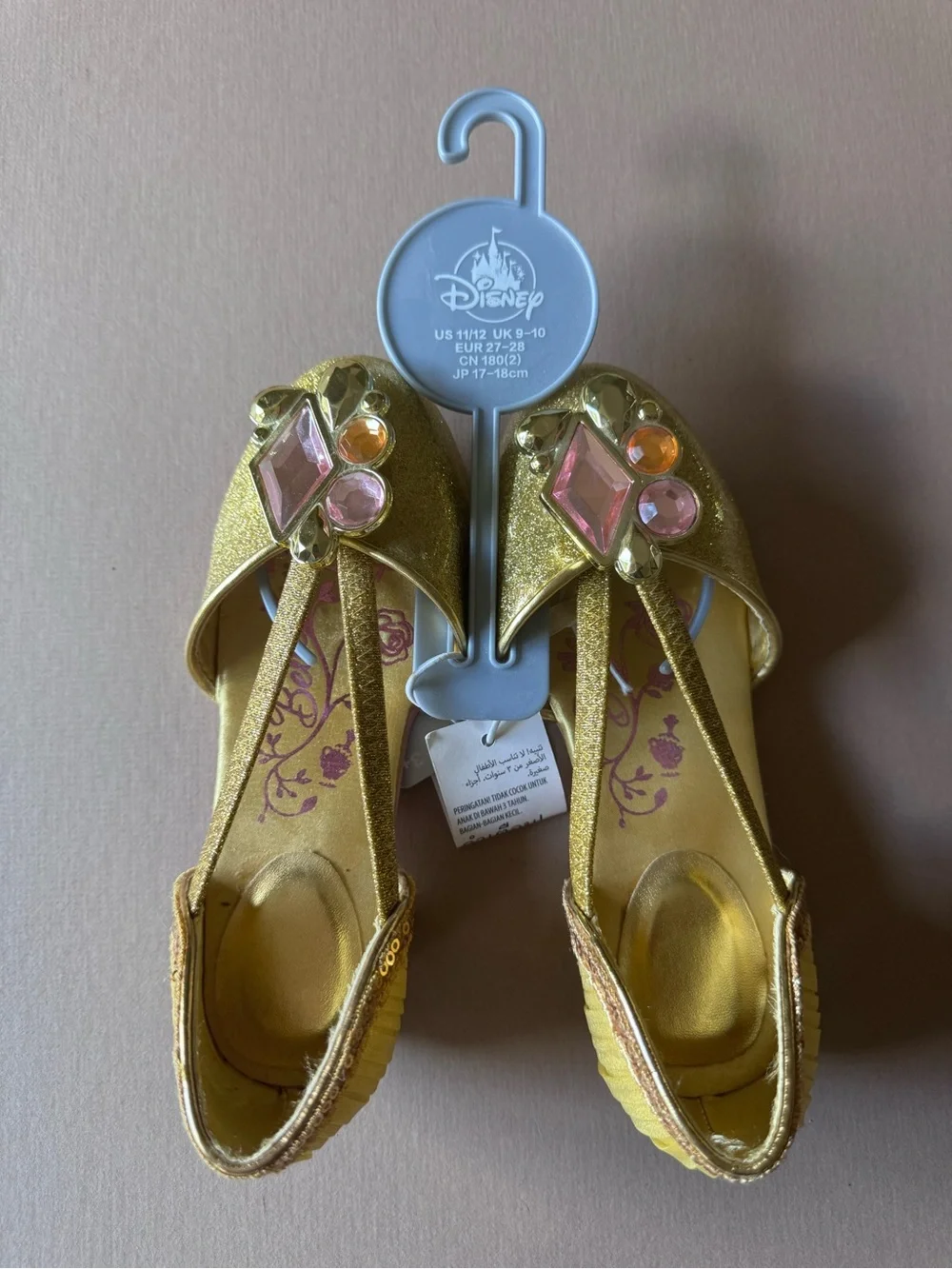 Disney Belle Gold Glitter Dress Shoes size 11/12